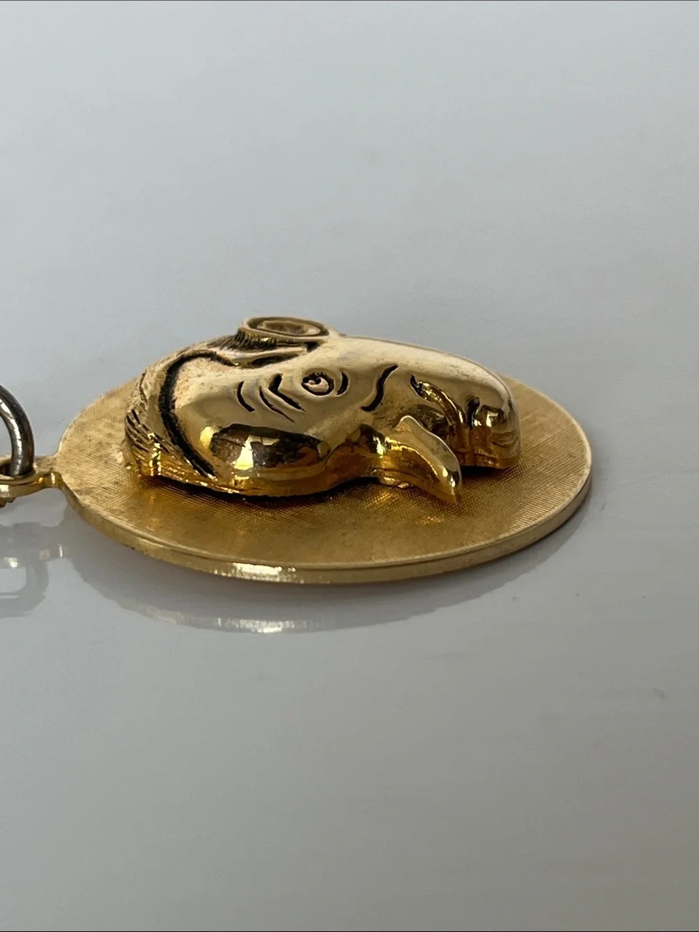 Vintage Bob Hope Gold Tone Keychain Celebrity Souvenir Comic Caricature Key Ring